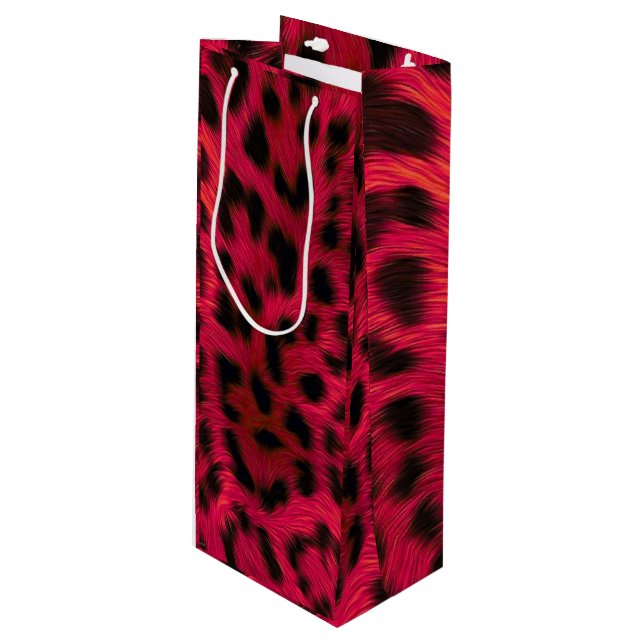 Sacola Para Vinho Hot Pink Leopard Print Faux  (Frente inclinada)