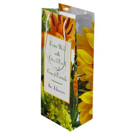 Sacola Para Vinho Impressão de girassol vívido e personalizado