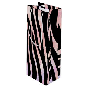 Sacola Para Vinho Impressão de Zebra Preta e Rosa