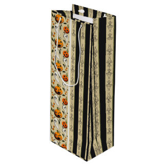 Sacola Para Vinho Jack-o-Ghost Listras Amarelas