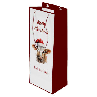 Sacola Para Vinho Jersey Cow "Moory Christmas"