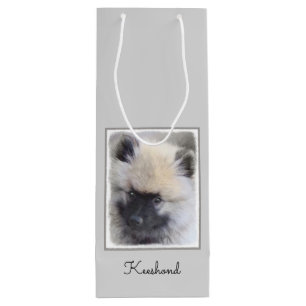 Sacola Para Vinho Keeshond Puppy Painting - Arte de Cachorro Origina