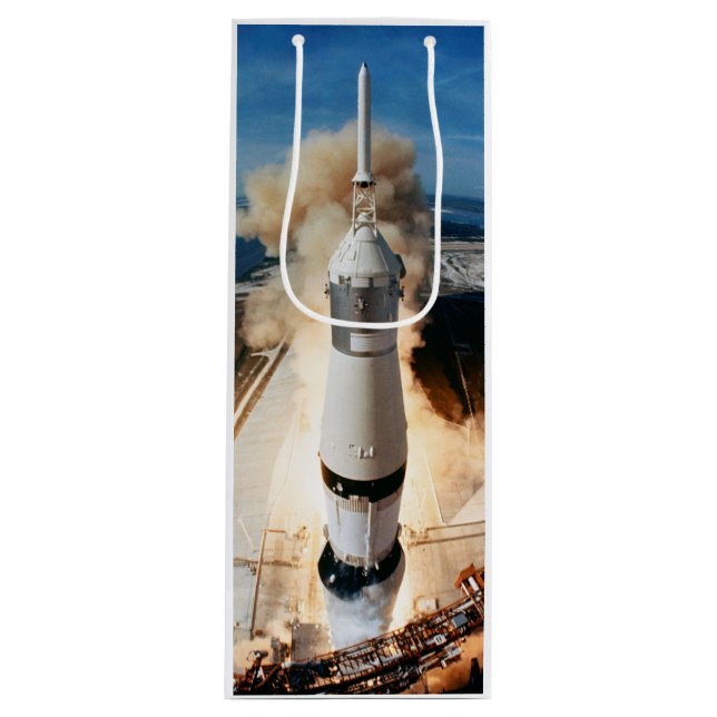 Sacola Para Vinho Lançamento do foguete Saturn V da Apollo à Lua 196 (Frente)
