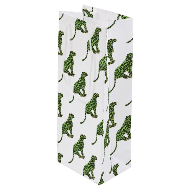 Sacola Para Vinho Leopard Black and Green Silhouette (Frente inclinada)