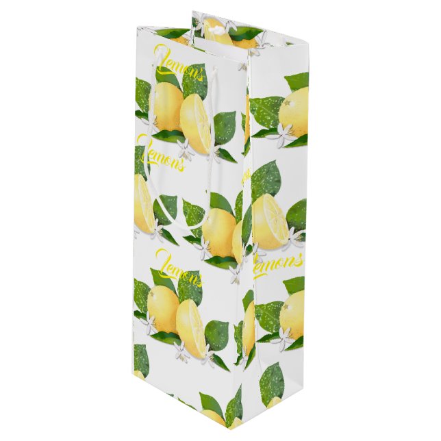 Sacola Para Vinho Limões Citrus Fruta Botanical (Frente inclinada)