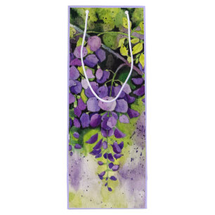 Sacola Para Vinho Lindas Flores De Wisteria Em Aquarela
