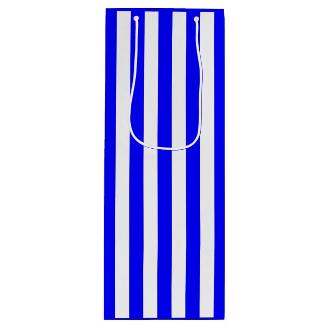 Sacola Para Vinho Listra Azul e Branco (Frente)