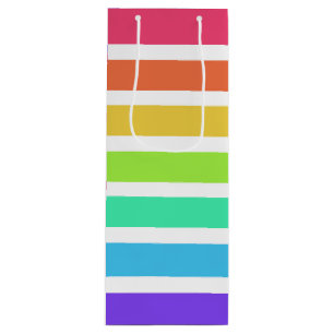 Sacola Para Vinho Listras arco-íris brilhantes