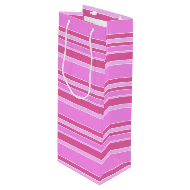 Sacola Para Vinho Listras cor-de-rosa (Frente inclinada)