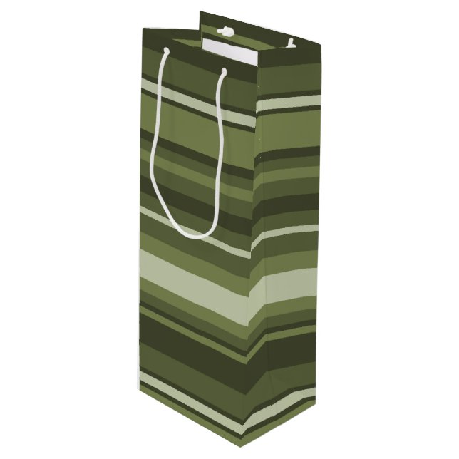 Sacola Para Vinho listras de verde-oliva (Frente inclinada)