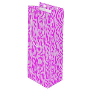 Sacola Para Vinho Listras de Zebra em uma Estampa de Safari Rosa Pó