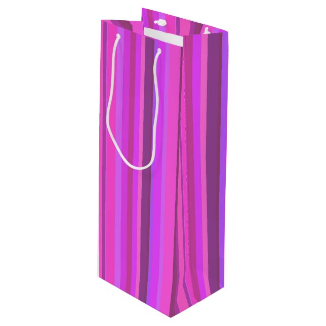 Sacola Para Vinho Listras verticais rosa (Frente inclinada)