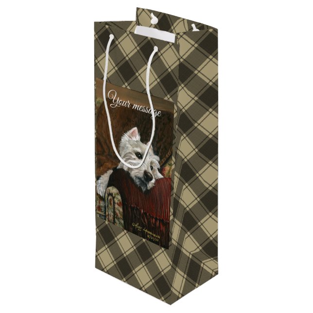 Sacola Para Vinho Lounging Westie em Sofa (Verso inclinado)