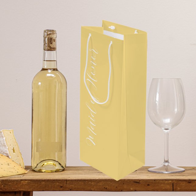 Sacola Para Vinho Madrinha de casamento de Script Estilizado Amarelo (In Situ)