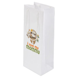 Sacola Para Vinho Mamãe e Bebê Sloths pendurados em um galho que eu