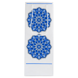 Sacola Para Vinho Mandala em azul