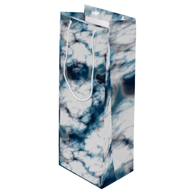 Sacola Para Vinho Marble Azul (Frente inclinada)