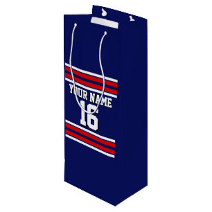 Sacola Para Vinho Marinho Azul com Red White Stripes Team Jersey