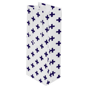 Sacola Para Vinho Marinho azul polka cruza em branco