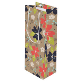 Sacola Para Vinho Marinho Branco de Poinsettia de Natal desenhado