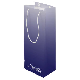 Sacola Para Vinho Marinho ombre de gradiente personalizado azul