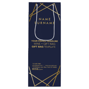 Sacola Para Vinho Marketing Geométrico Dourado Moderno