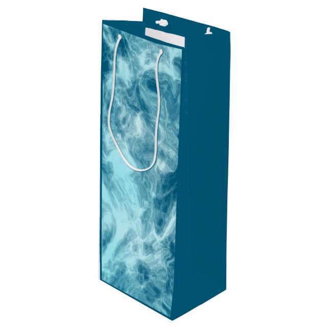 Sacola Para Vinho Mármore de água azul (Frente inclinada)