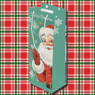 Sacola Para Vinho Meio século Santa Claus Turquoise Alto