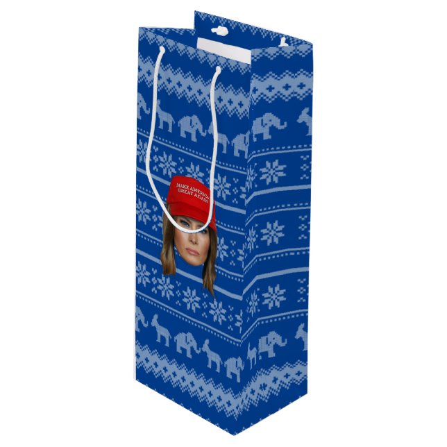 Sacola Para Vinho Melania Trump MAGA Natal (Frente inclinada)