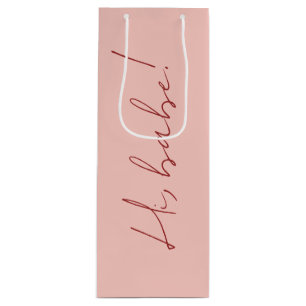 Sacola Para Vinho Mensagem de Script Vermelho Bebê, Rosa-Rosa-Cinto-