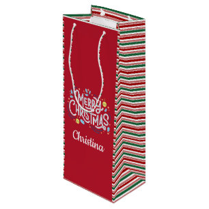 Sacola Para Vinho Merry Christmas Design Gift Bag