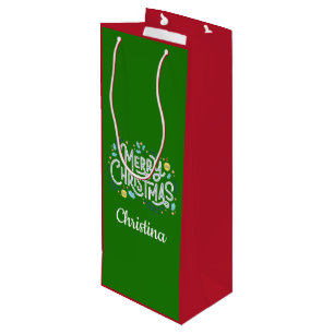 Sacola Para Vinho Merry Christmas Design Gift Bag