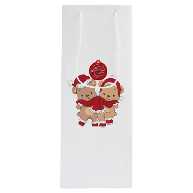 Sacola Para Vinho Merry Christmas Gift Bag (Frente)