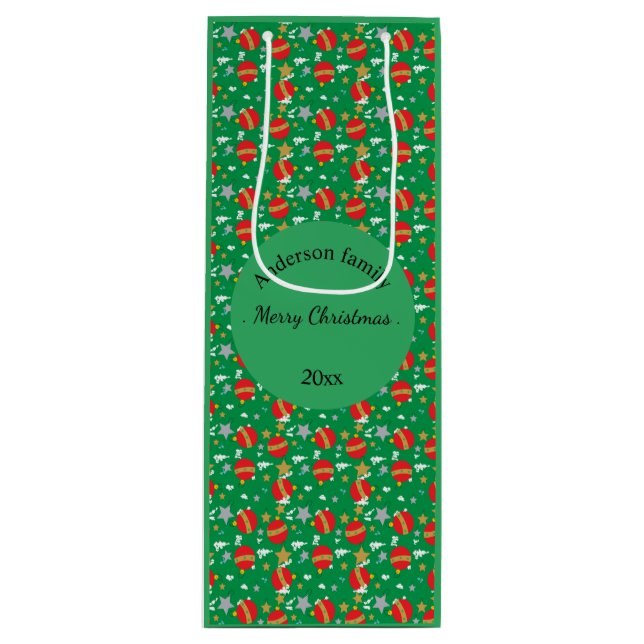 Sacola Para Vinho Merry Christmas retro name and date place (Frente)
