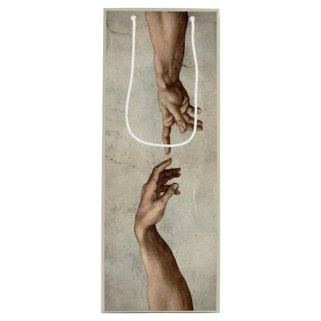 Sacola Para Vinho Michaelangelo mãos criação adam deus (Frente)