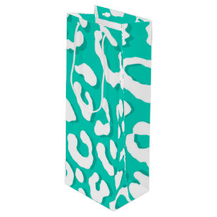 Sacola Para Vinho Mint. Impressão de Leopardo Branco