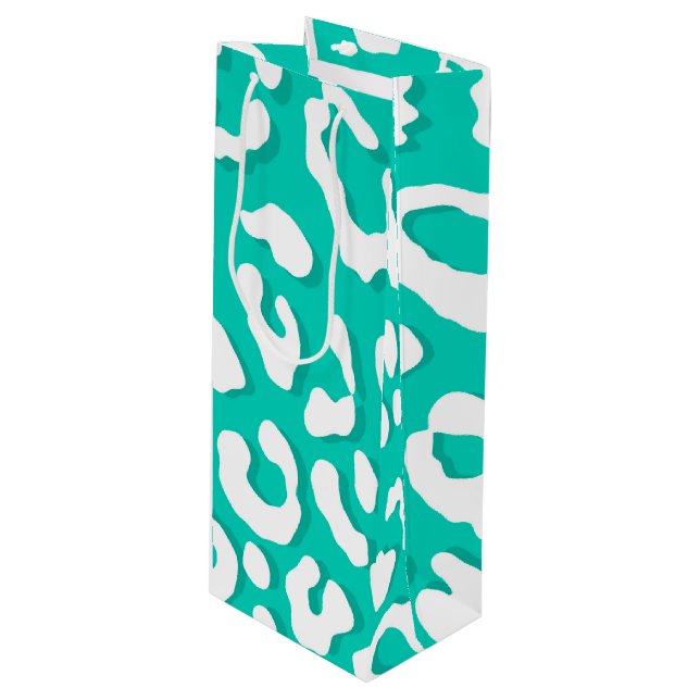Sacola Para Vinho Mint. Impressão de Leopardo Branco (Frente inclinada)