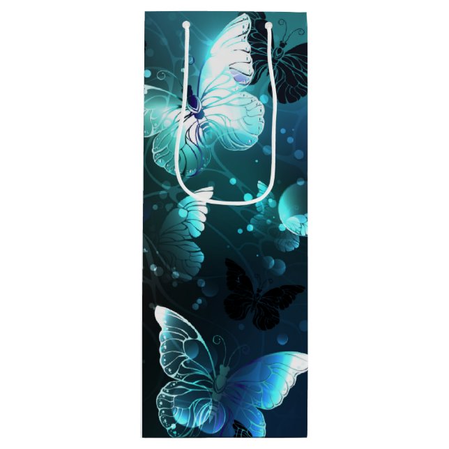Sacola Para Vinho Mint Night Butterflies (Frente)