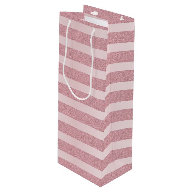 Sacola Para Vinho Modelo Moderno com brilho rosa Dourado (Frente inclinada)