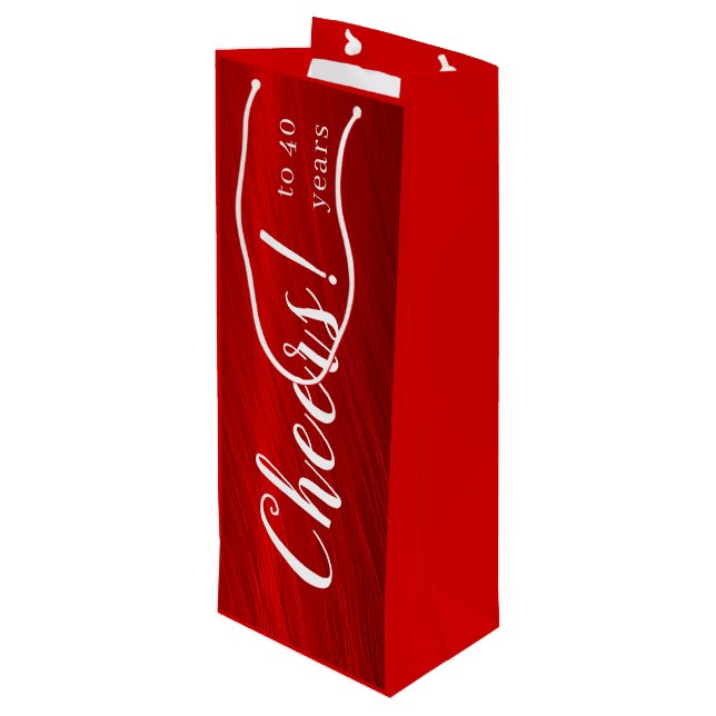 Sacola Para Vinho Moderno aplaude 40 anos Ruby Red Anniversário (Verso inclinado)