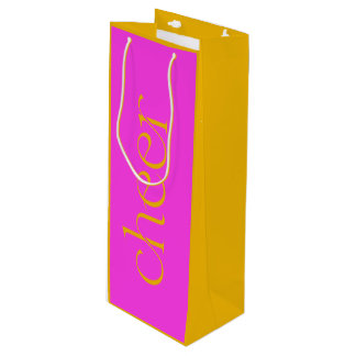 Sacola Para Vinho Moderno Cheque Fuchsia Rosa e Laranja