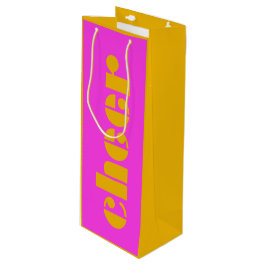 Sacola Para Vinho Moderno Cheque Fuchsia Rosa e Laranja