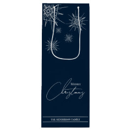 Sacola Para Vinho Moderno | Flocos de neve geométricos | Natal perso