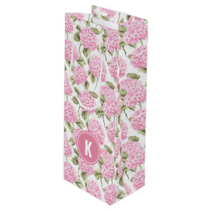 Sacola Para Vinho Monograma de Flores de Hidrelétrica Rosa Elegante