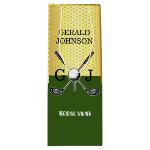 Sacola Para Vinho Monograma de Golfe Elegante Personalizado Minimali