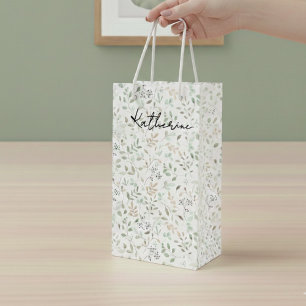 Sacola Para Vinho Monograma de Nome Boho de Flor Silvestre