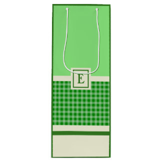 Sacola Para Vinho Monograma de Verificação Verde Moderno