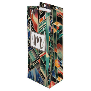 Sacola Para Vinho Monograma Jazzy Geométrico Elegante Clássico Boh