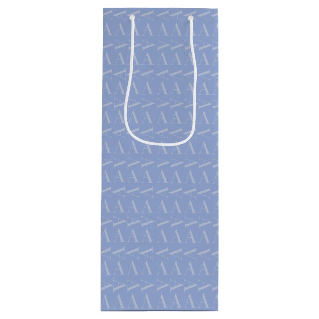 Sacola Para Vinho Monograma - Letra inicial A, azul (Frente)