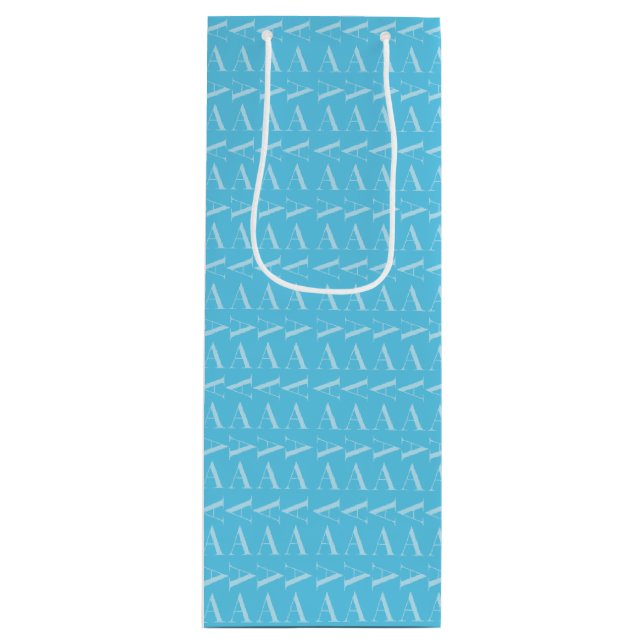 Sacola Para Vinho Monograma - Letra Inicial A, Azul Aqua (Frente)